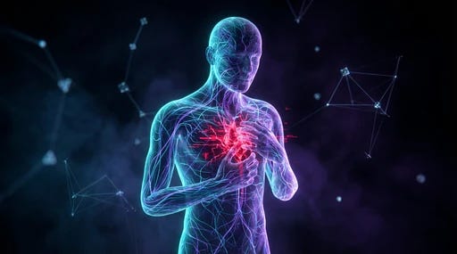 A glowing neural silhouette representing the physical pain of social exclusion A glowing neural silhouette representing the physical pain of social exclusion