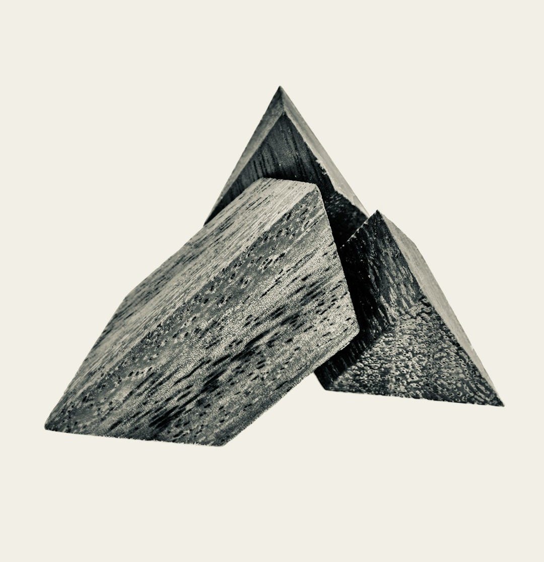 Abstract geometric sculpture resembling mountains