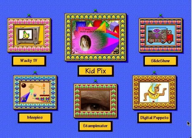 Screenshot of landing screen in Kid Pix software