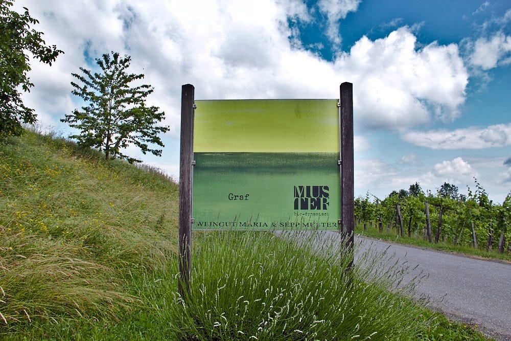 Winery sign, Sepp Muster, Sudsteirermark