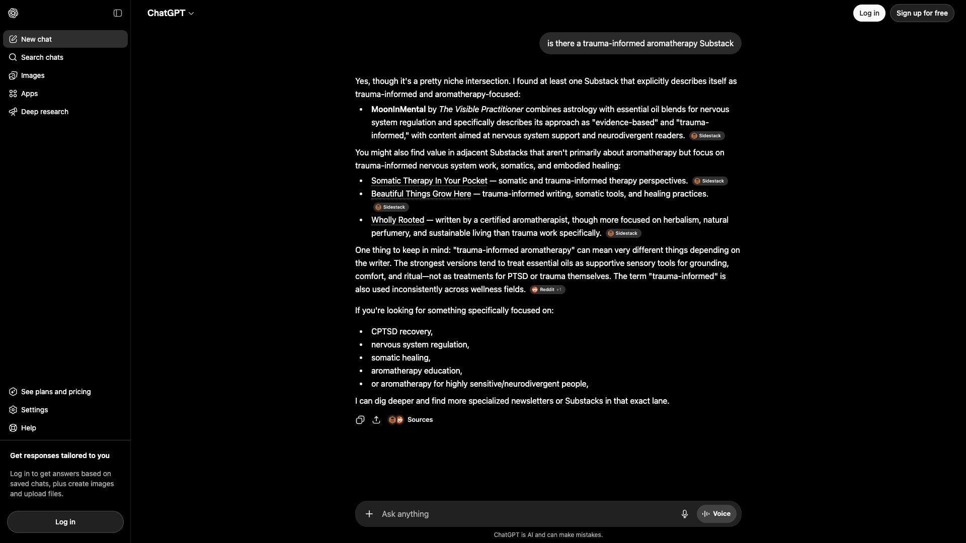 The Visible Practitioner case study June 2026. ChatGPT naming MoonInMental as published by The Visible Practitioner, representing two brands merged into one entity. The Visible Practitioner case study June 2026. ChatGPT naming MoonInMental as published by The Visible Practitioner, representing two brands merged into one entity.