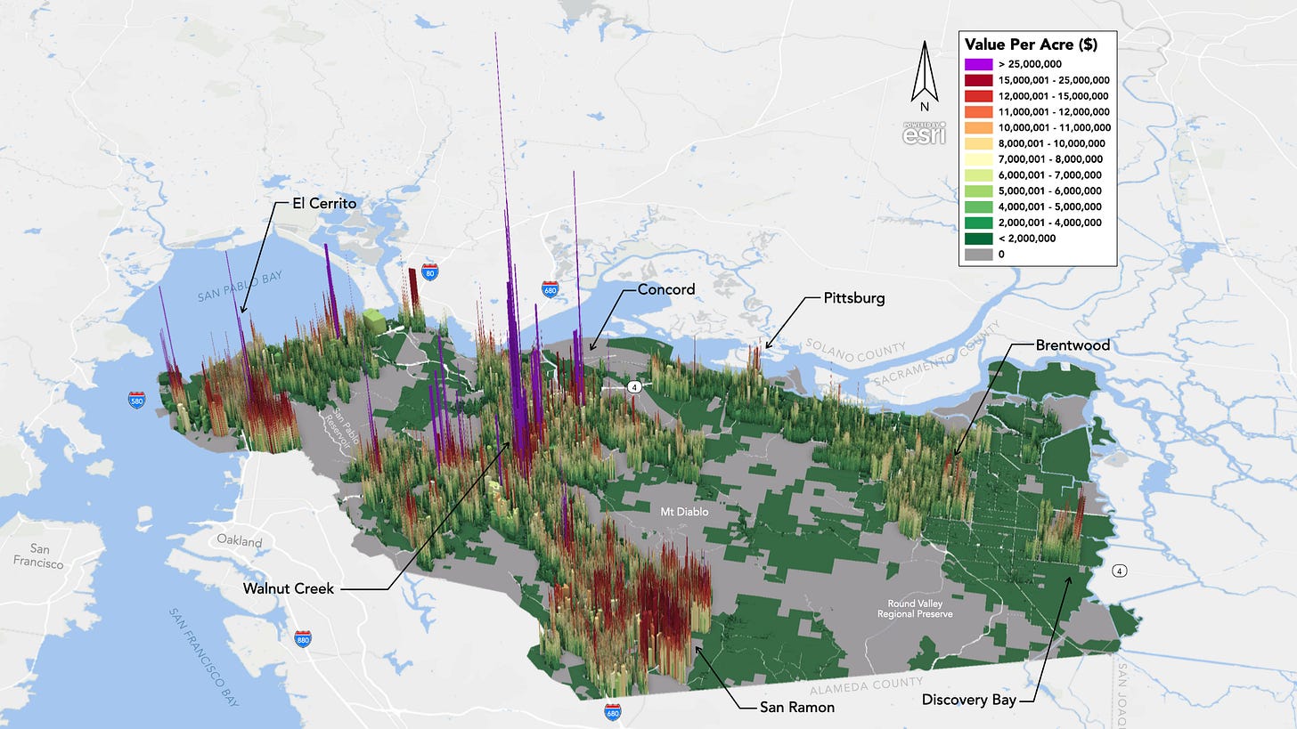 Value per acre model of Contra Costa County