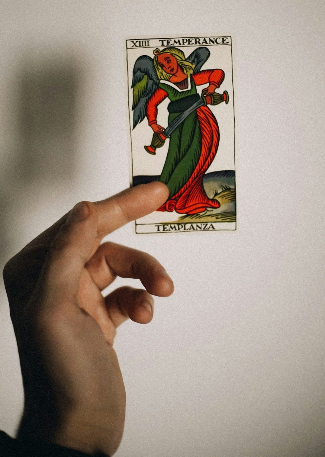 a person holding up a card with a devil on it