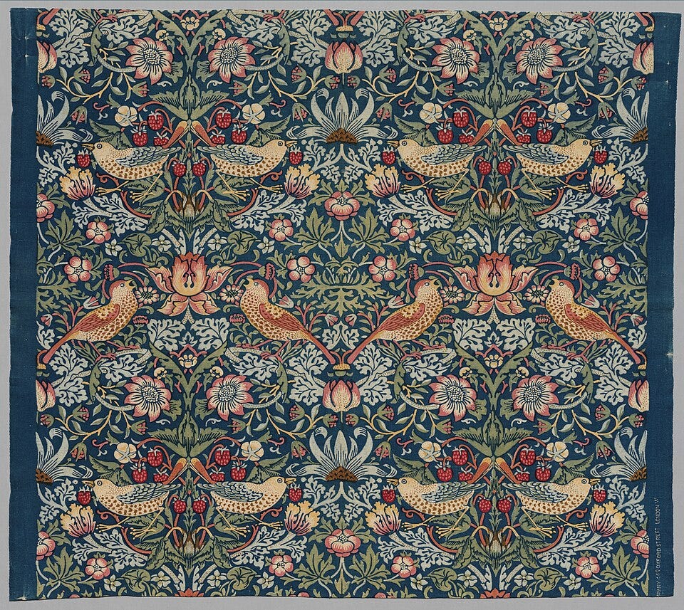 Strawberry Thief, William Morris's pattern depicting birds in a strawberry bush
