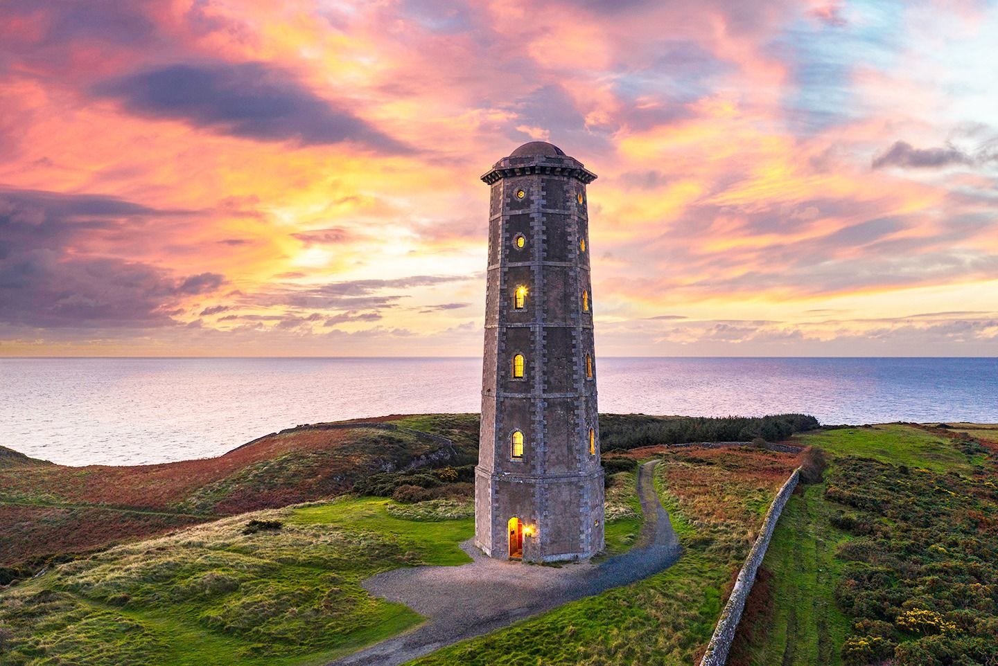Wicklow Head Lighthouse overlooking Ireland's east coast.