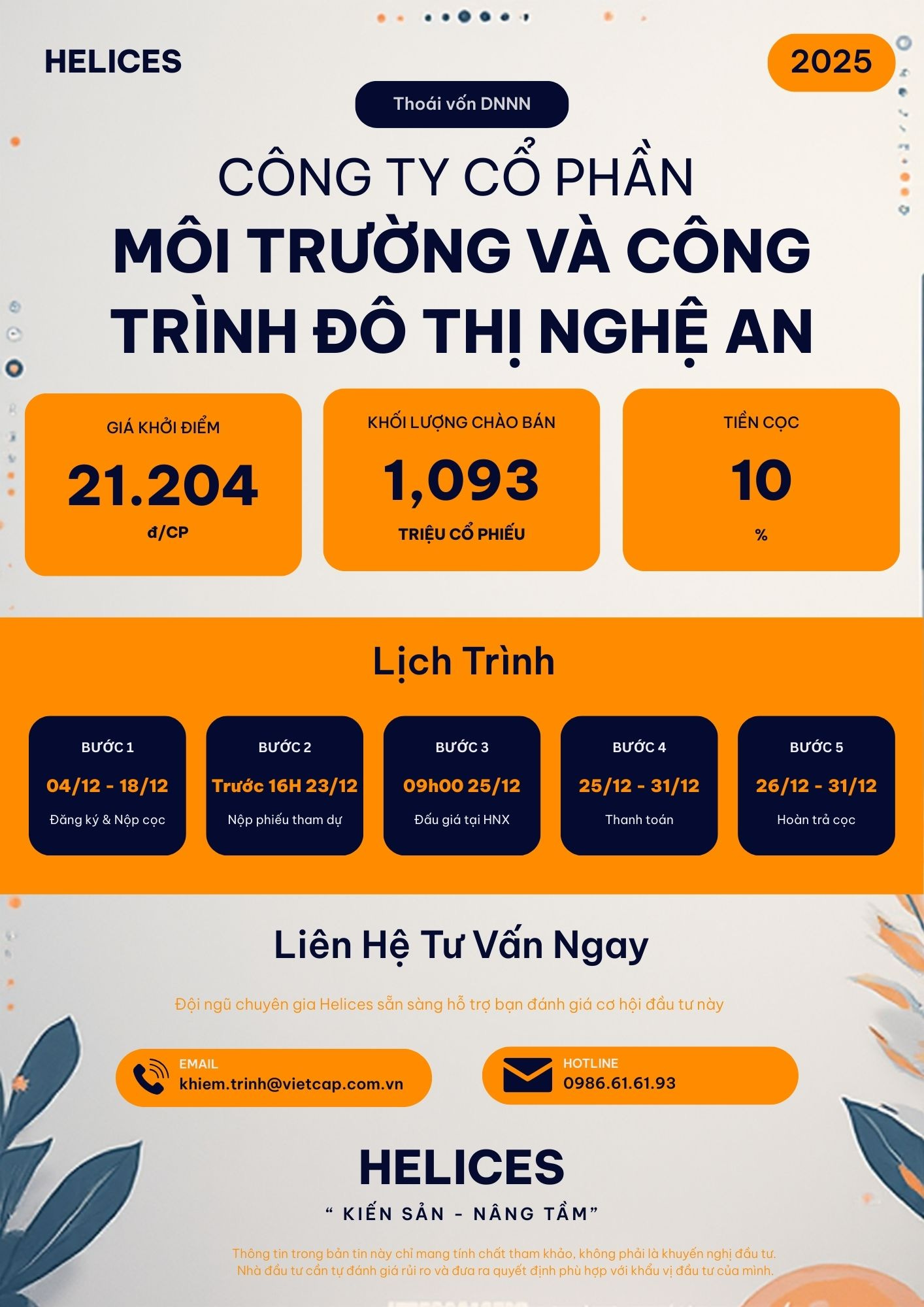Đấu giá cổ phần Công ty CP Môi trường và Công trình đô thị Nghệ An tháng 12/2025 - Phân tích đa chiều bởi Helices Đấu giá cổ phần Công ty CP Môi trường và Công trình đô thị Nghệ An tháng 12/2025 - Phân tích đa chiều bởi Helices