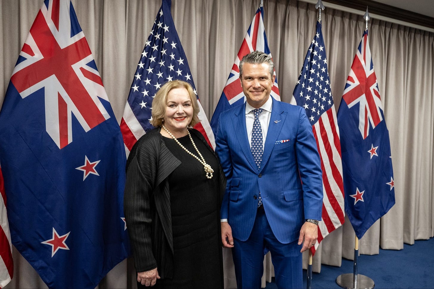 Judith Collins and Pete Hegseth. Judith Collins and Pete Hegseth.