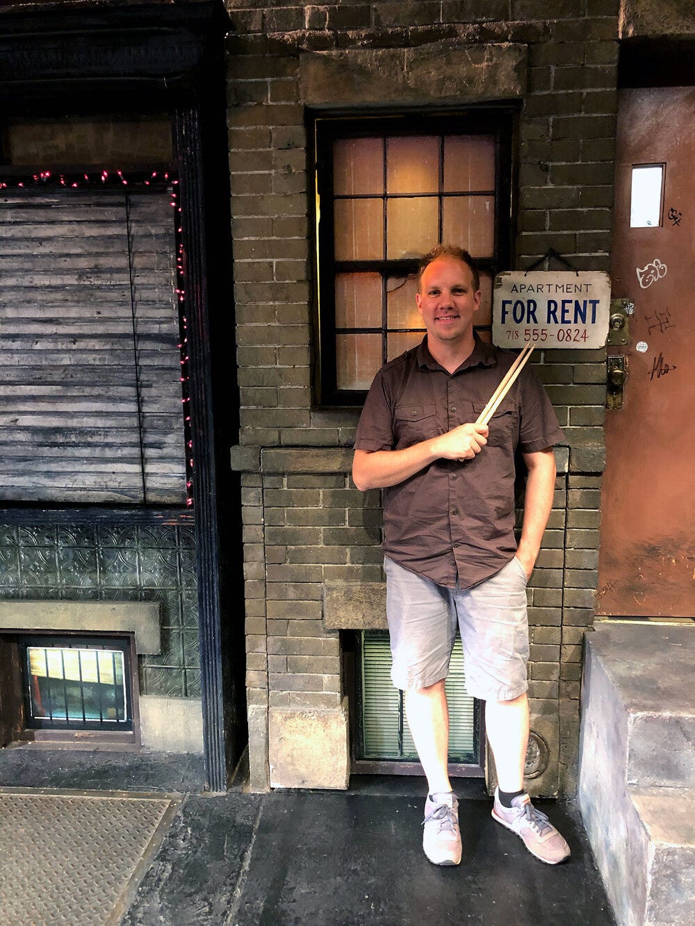 Joe on the set of Avenue Q at New World Stages in 2019.