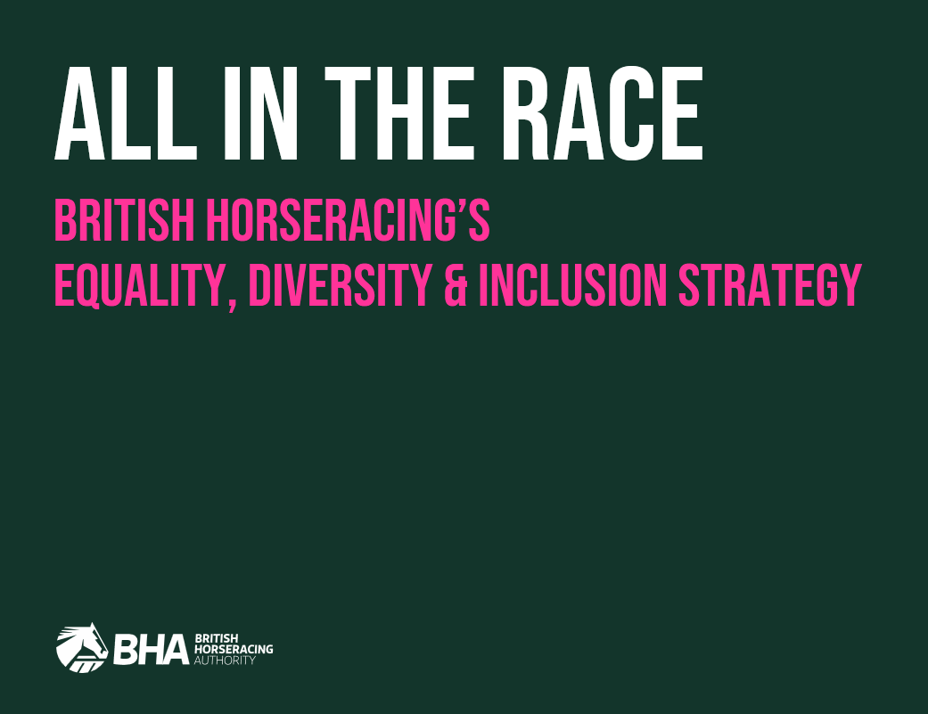 Front cover of BHA’s ‘All in the Race’ 2026 Equality, Diversity & Inclusion Strategy.