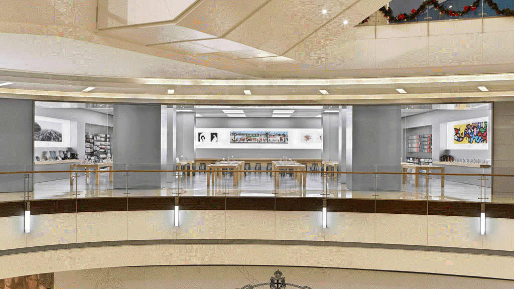 A morphing gif showing old and new hero images at Apple MixC Zhengzhou.