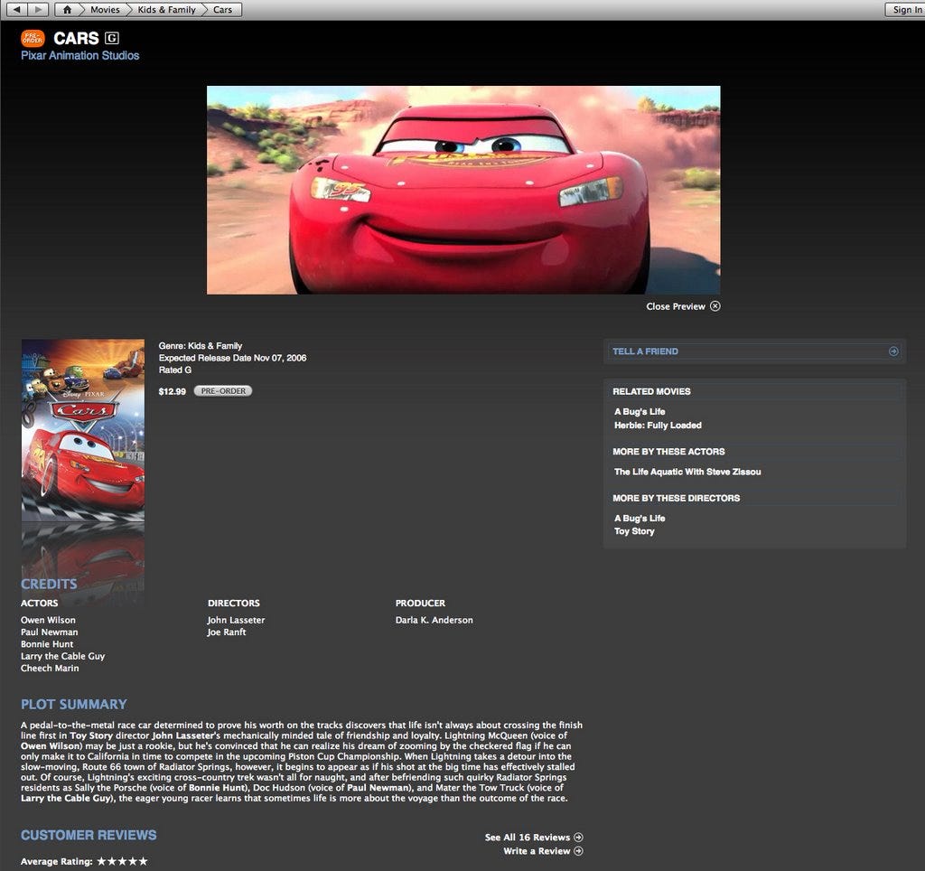 Pixar at the iTunes Store - Upcoming Pixar