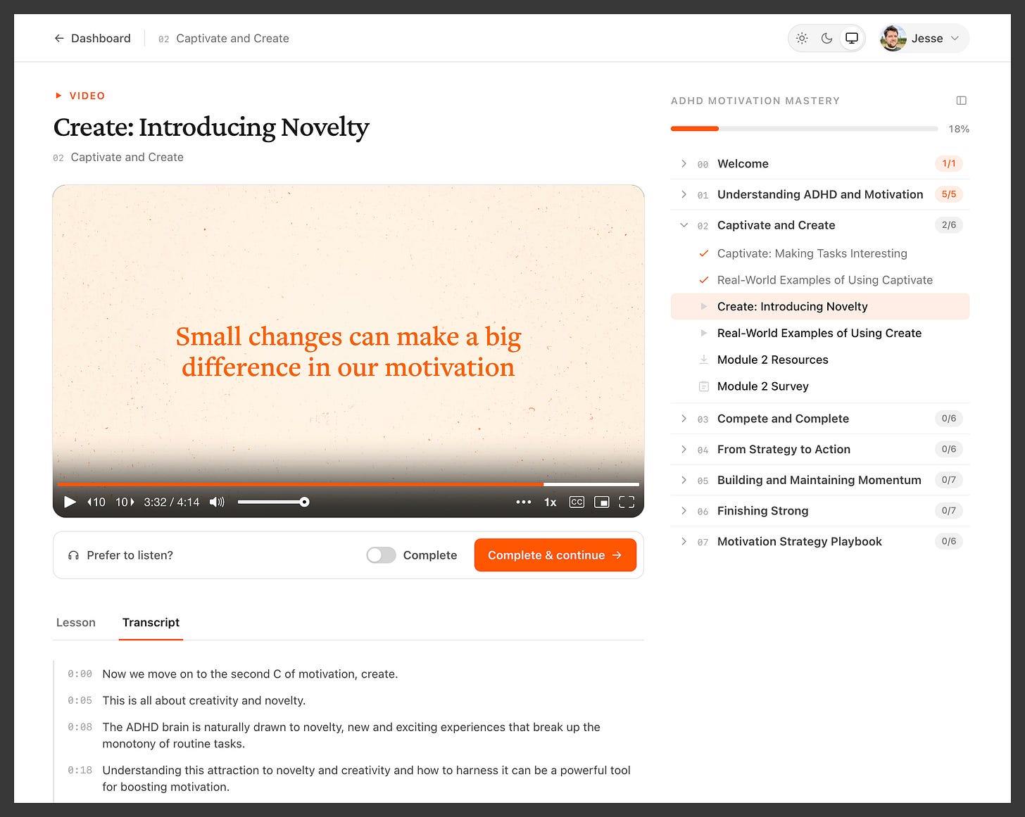 Screenshot of ADHD Motivation Mastery course page Screenshot of ADHD Motivation Mastery course page