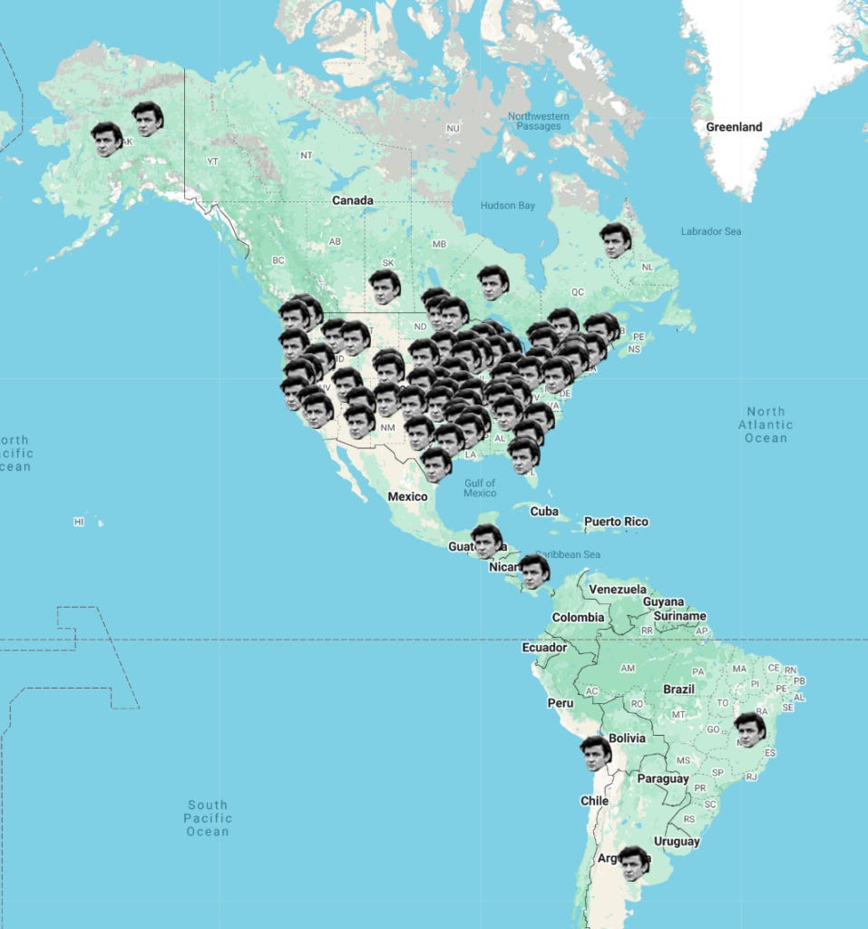 Map Showing Johnny Cash Has Been Everywhere (Man)!