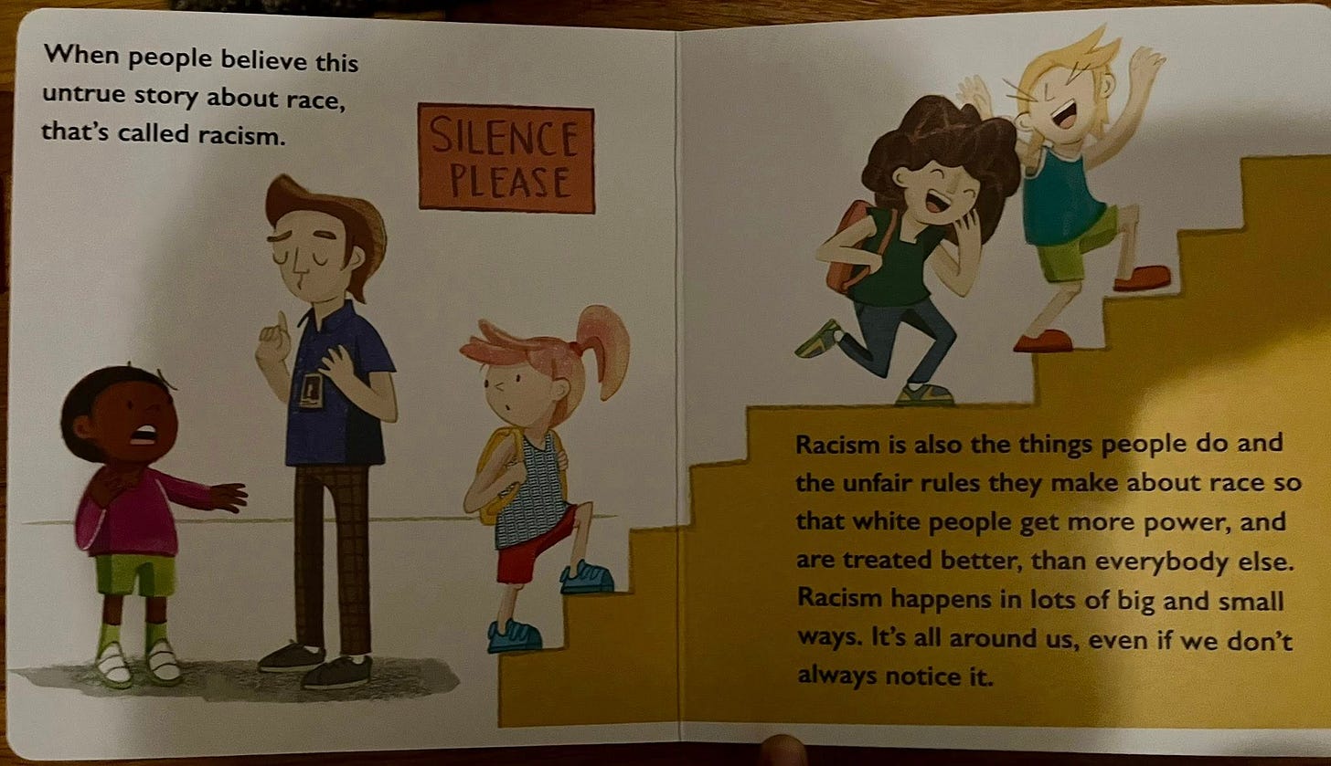 May be an illustration of text that says 'When people believe this untrue story about race, that's called racism. លរ ople do opledoand and about race so ore power, and everybody else. f big and small en if we don't'