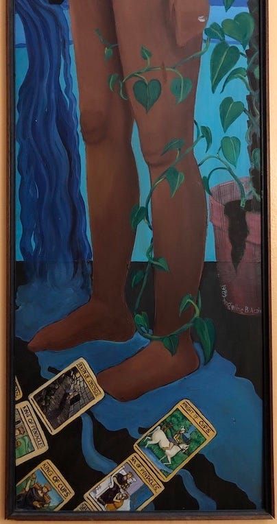 Bottom portion of my Angeline's self portrait showing tarot cards.