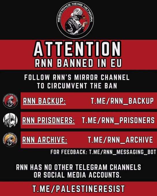 Resistance News Network (RNN) Telegram channel banned in EU : Indybay
