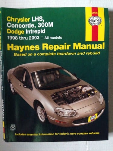 1998 2000 2001 2002 2003 CHRYSLER CONCORDE 300M DODGE INTREPID REPAIR MANUAL - Picture 1 of 6
