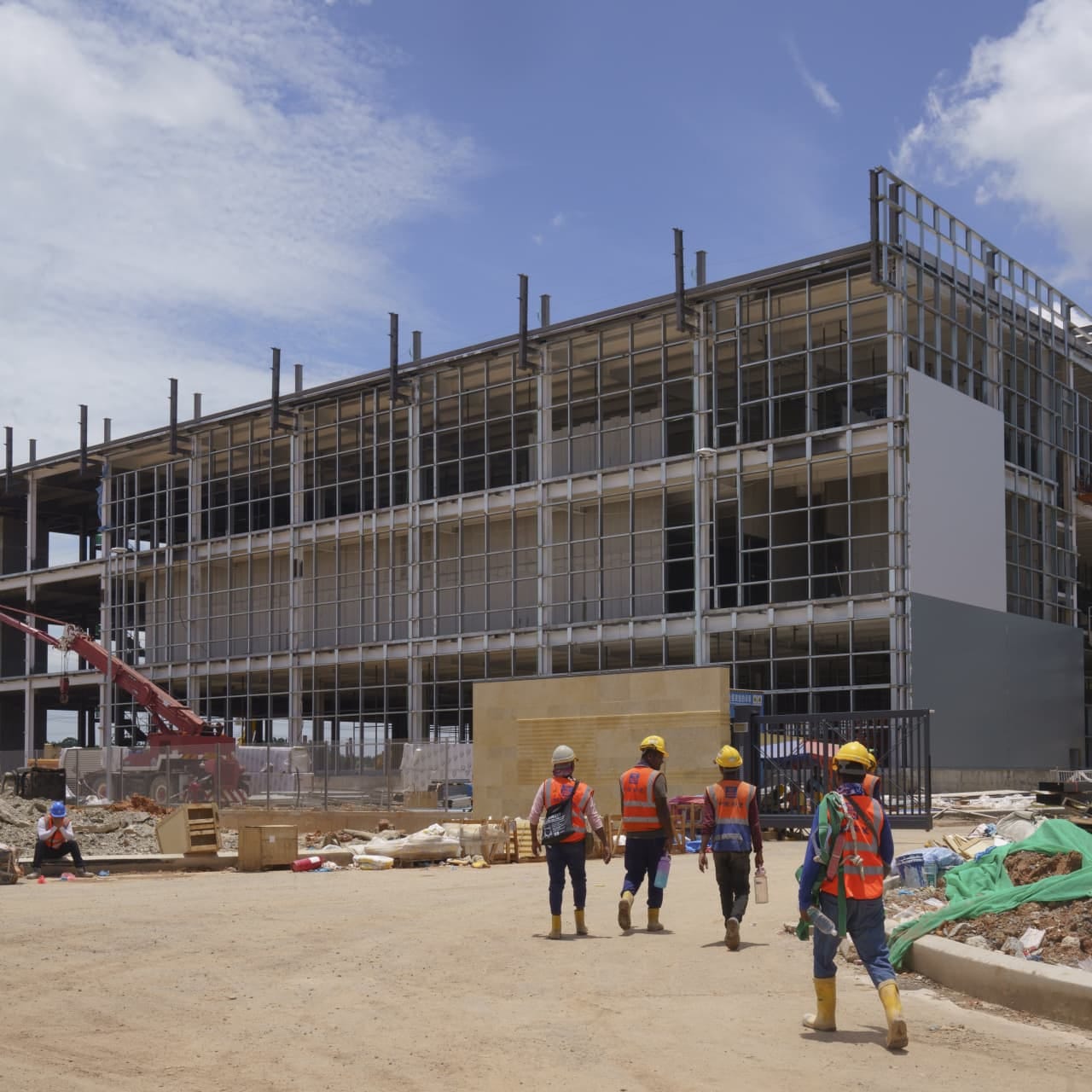 Construction workers at the site of a data center in Sedenak Tech Park, in Johor, Malaysia.