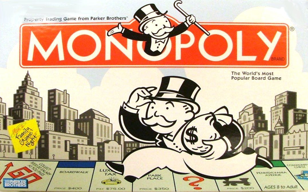 The Monopoly Box, with "Mr. Monopoly" running towards Boardwalk