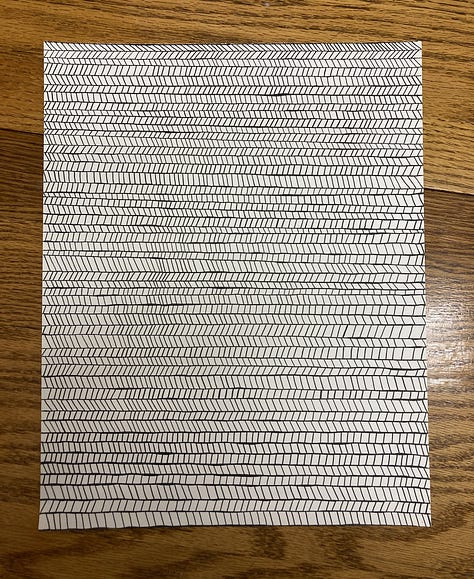 three images of various line shapes in black ink.