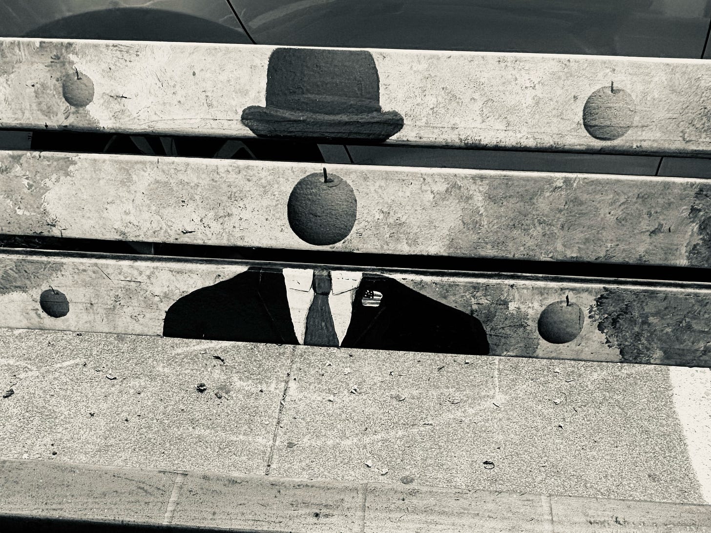 Magritte on a bench Magritte on a bench