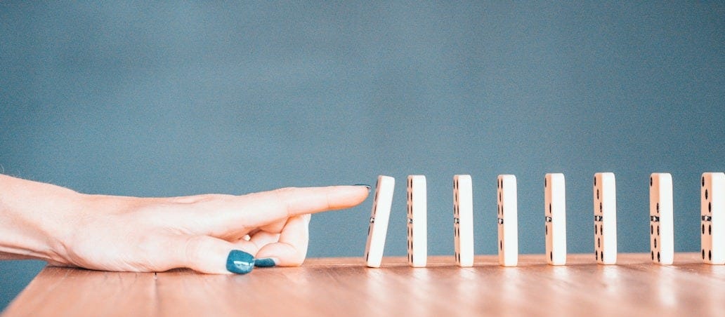 person holding white and blue plastic blocks