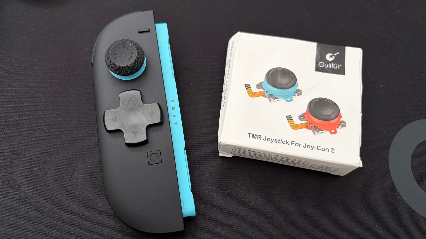 Joy-Con 2 with TMR stick installed Joy-Con 2 with TMR stick installed