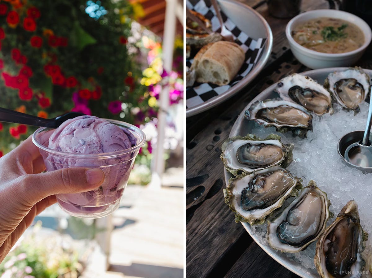 huckleberry ice cream and oysters