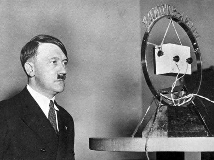 Hitler in front of radio microphone Hitler in front of radio microphone