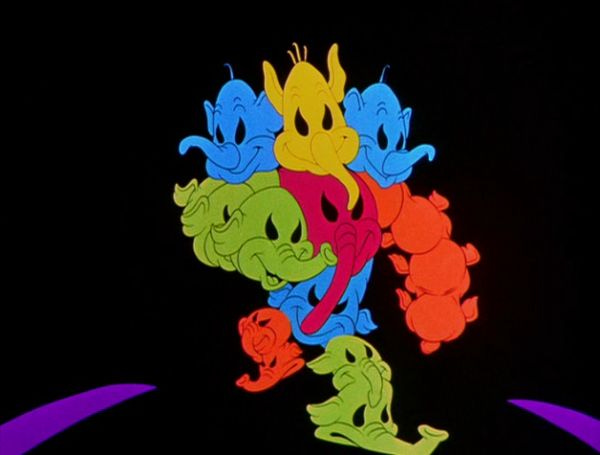 A surreal image from Pink Elephants On Parade.