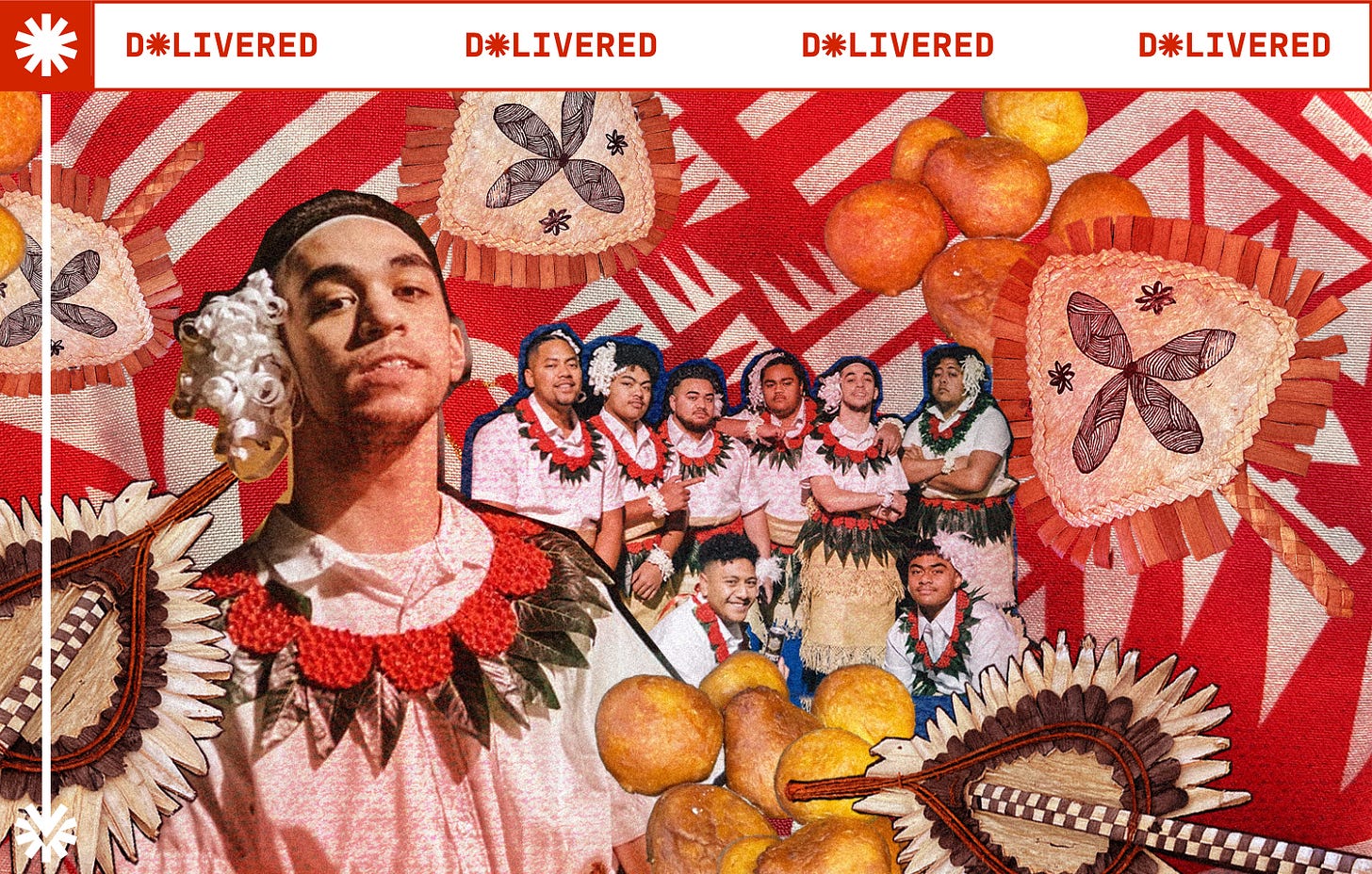 William looks staunch wearing traditional Tongan clothing; he is surrounded by fellow dancers, fans and keke 'isite (fried doughnut balls). William looks staunch wearing traditional Tongan clothing; he is surrounded by fellow dancers, fans and keke 'isite (fried doughnut balls).