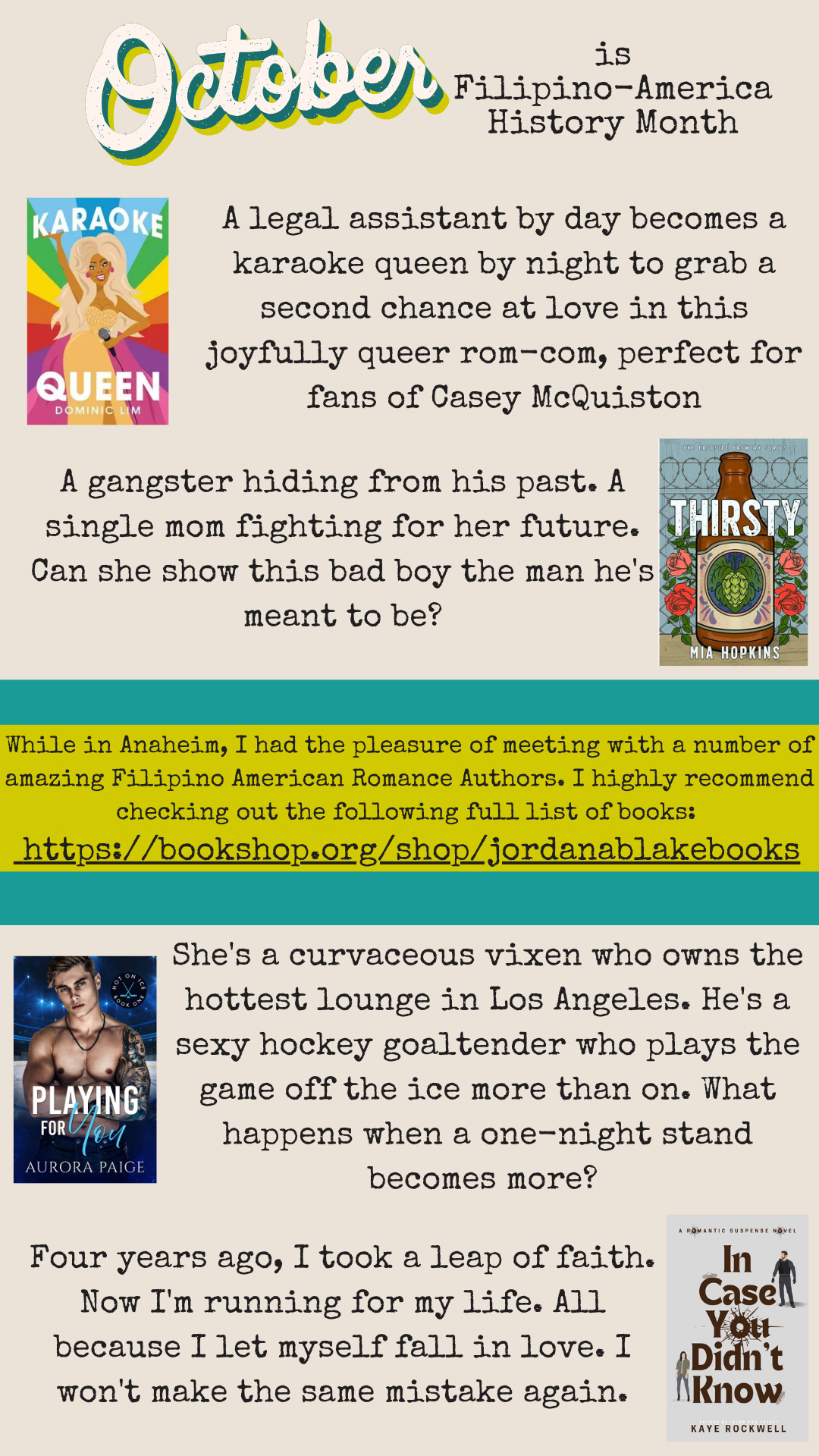 October is Filipino American Heritage Month. Click the link below for a full list of Fil-Am & Filipino Romance Book Recommendations