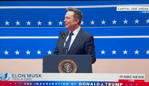 Elon Musk throwing up the roman salute