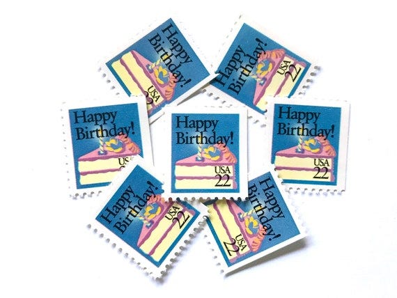 10 Vintage Unused Happy Birthday Stamps / Birthday Cake With Candle Special  Occasions USPS Postage / 22 Cents US - Etsy