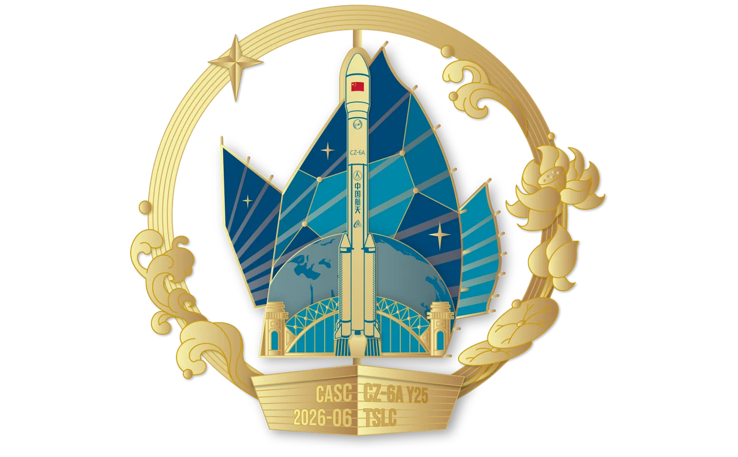 The Shanghai Academy of Spaceflight Technology’s patch for the Long March 6A Y25 launch mission on June 4th 2026.