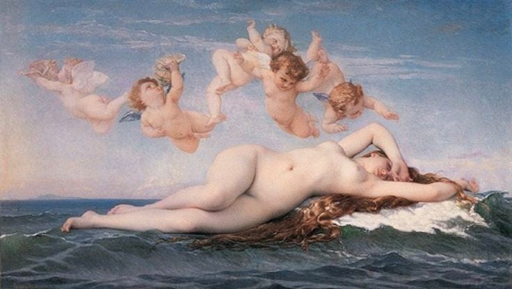 This may contain: an image of the birth of venus