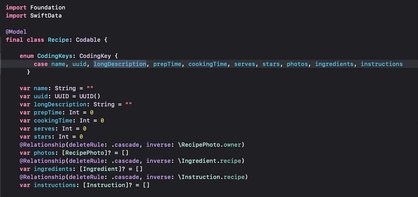 A model class with SwiftData