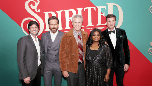 Jamie Erlicht (Apple Head of Worldwide Video), Ryan Reynolds, Will Ferrell, Octavia Spencer and Zack Van Amburg (Apple Head of Worldwide Video) attend the Apple Original Films premiere of “Spirited” at Alice Tully Hall at the Lincoln Center for the Performing Arts. “Spirited” premieres globally on Apple TV+ on November 18, 2022. Jamie Erlicht (Apple Head of Worldwide Video), Ryan Reynolds, Will Ferrell, Octavia Spencer and Zack Van Amburg (Apple Head of Worldwide Video) attend the Apple Original Films premiere of “Spirited” at Alice Tully Hall at the Lincoln Center for the Performing Arts. “Spirited” premieres globally on Apple TV+ on November 18, 2022.
