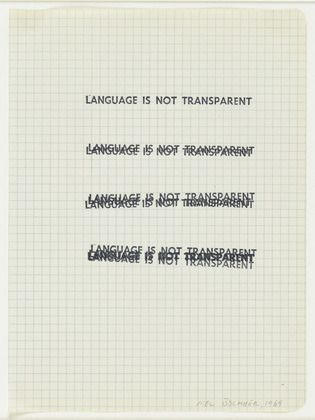 This may contain: a piece of paper with writing on it that reads language is not transparentant language is not transparentant language is not transparentant language is not transparent