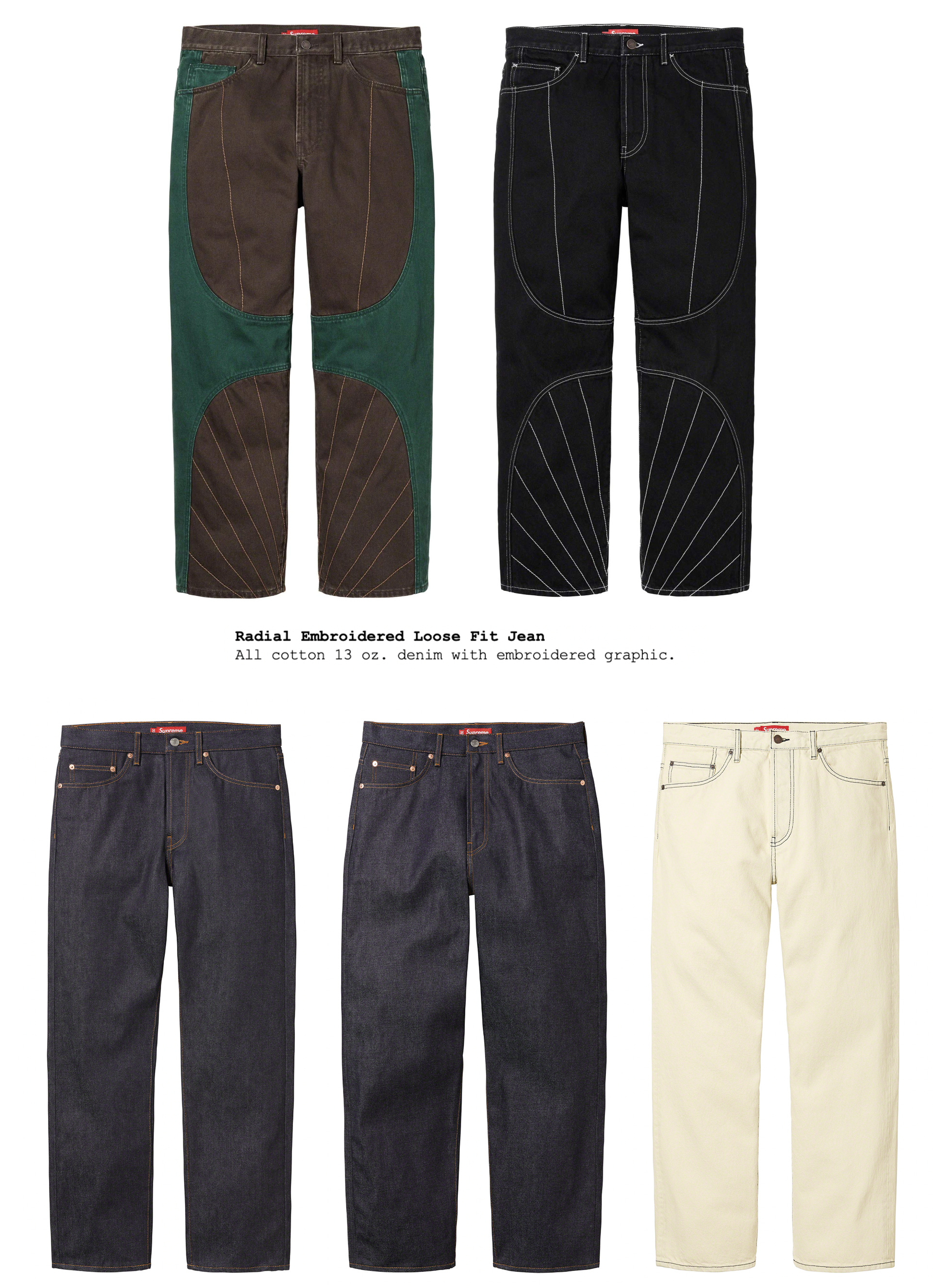 パンツ supreme radial embroidered loose fit 34 Supreme Radial Embroidered Loose Fit Jean (FW23) - $178