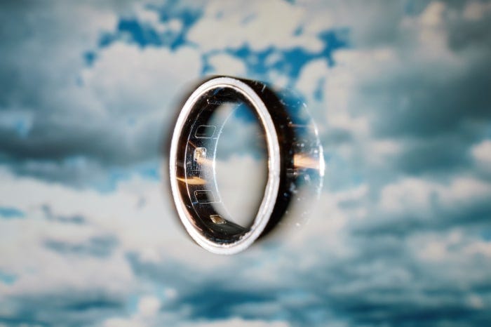 An Oura ring with projected clouds An Oura ring with projected clouds