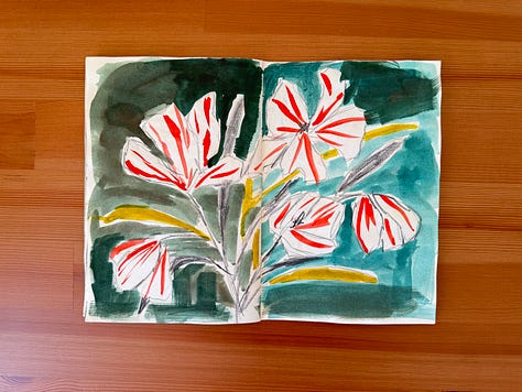 Mixed media art, floral art, sketchbook art