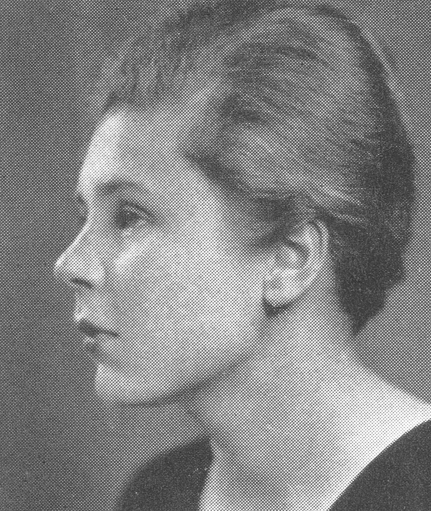black and white headshot of Elizabeth Bishop in left profile