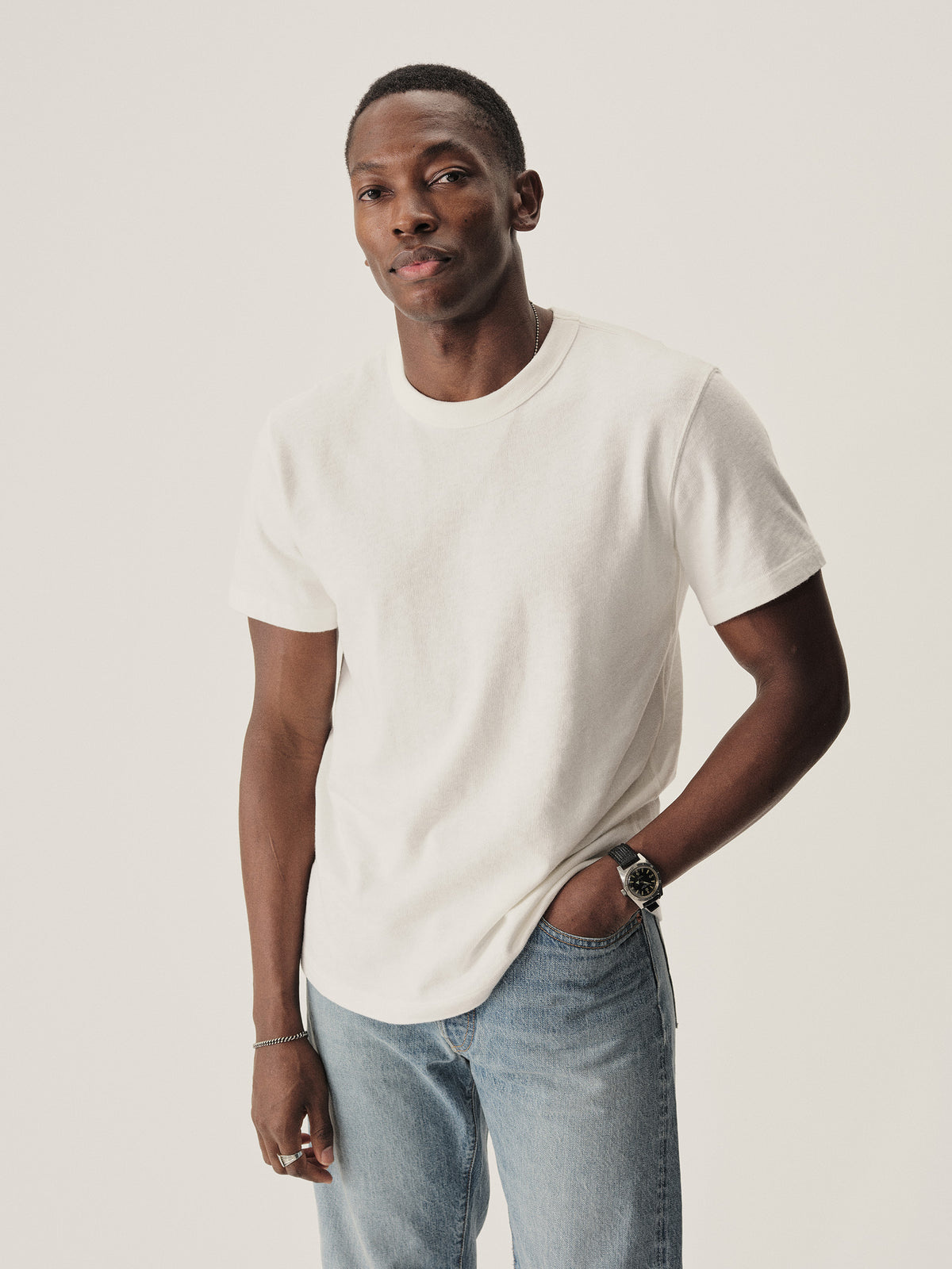 Model wearing Field-Spec Cotton Heavy Tee - 1 Model wearing Field-Spec Cotton Heavy Tee - 1