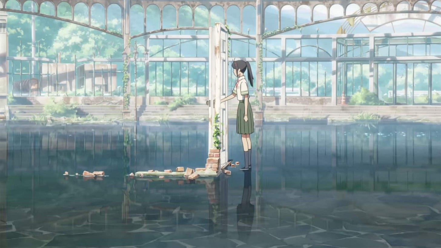 Suzume opening the first door. Suzume opening the first door.