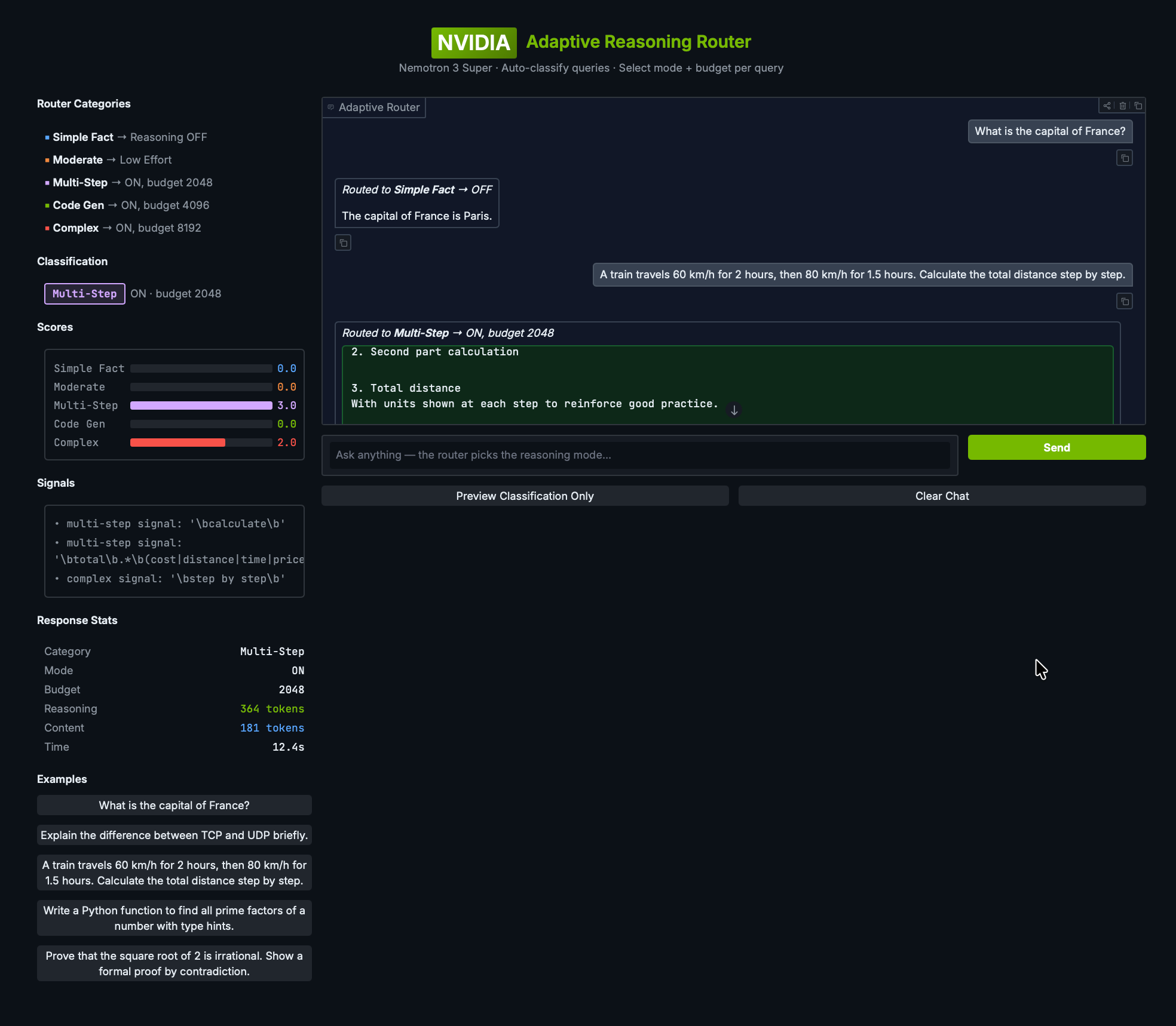 NVIDIA Nemotron 3 Super Adaptive Reasoning Router