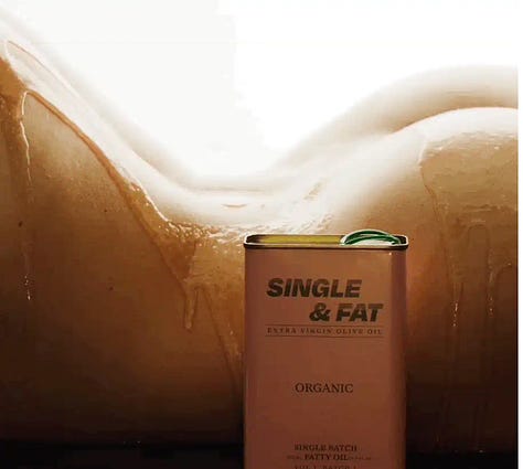 tongue in cheek sexualized imagery from Single & Fat