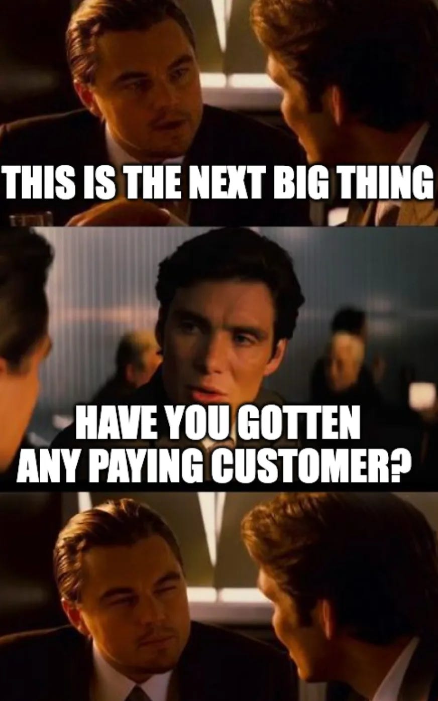 Startup funding meme from Inception highlighting the importance of traction before pitching to VCs. Startup funding meme from Inception highlighting the importance of traction before pitching to VCs.