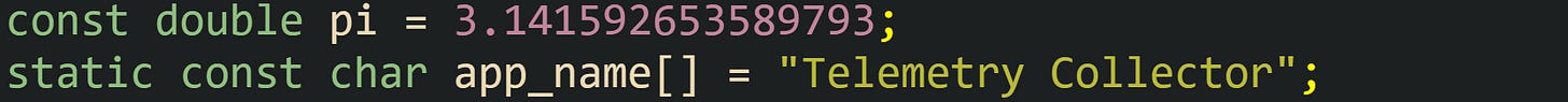 const double pi = 3.141592653589793; static const char app_name[] = "Telemetry Collector";
