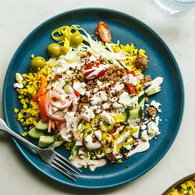 Mediterranean beef bowls with turmeric cauliflower rice